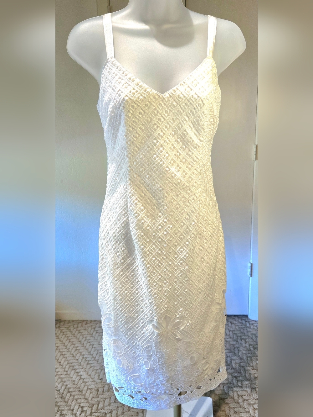 White House Black Market White Lace Slip Dress